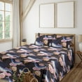 thumbnail image 1 of Ambesonne Nautical Fitted & Flat Sheet with Shams 4 Pcs Set, Watercolor Whales Flowers, Queen, Dark Lavender and Soft Pink, 1 of 1