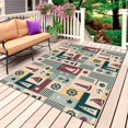 thumbnail image 1 of Nautical Ship Checked Outdoor Rug for Patio/Deck/Porch, Non-Slip Large Area Rug 3 x 5 Ft, Teal Coastal Sailboat Anchor Indoor Outdoor Rugs Washable Area Rugs, Reversible Camping Rug Carpet Runner, 1 of 8