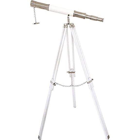 Nautical Ship Maritime Brass Telescope Antique Handmade Article Single Barrel Wooden White Adjustable Tripod Home & Office Decorative