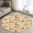thumbnail image 1 of Nautical Ship Round Area Rug 4Ft Washable Circle Rugs for Bedroom Dining Room, Farmhouse Retro Ocean Coastal Lighthouse Map Non-Slip Carpet Floor Mats Indoor Outdoor Carpet Runner Home Decor, 1 of 8