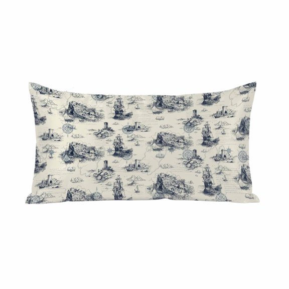 Nautical Ship Satin Pillowcases with Zipper Cal King Size Cooling Silk Pillow Cases for Hair and Skin Soft Retro Coastal Ocean Lighthouse Mountain Map Throw Pillow Covers for Women Men 20x40 Inch