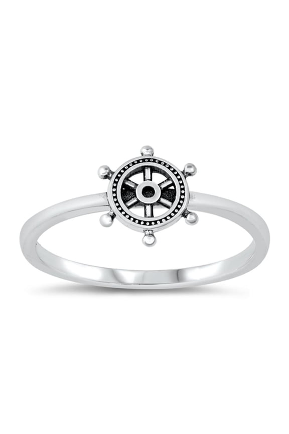 Nautical Ship Wheel Captain Ring .925 Sterling Silver Band Jewelry Female Male Unisex Size 4