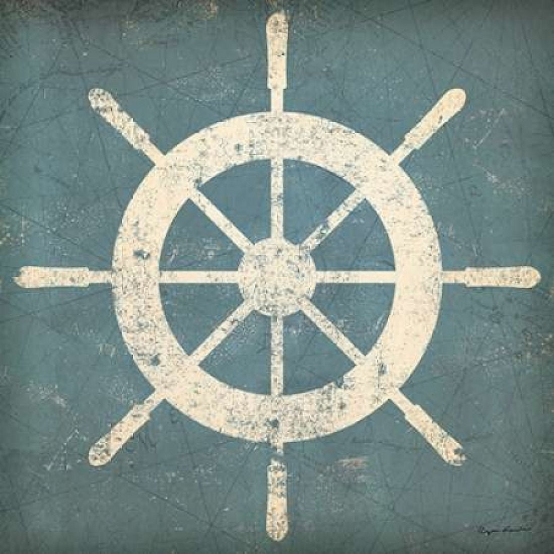 Nautical Shipwheel Blue Canvas Art - Ryan Fowler (24 x 24)