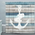 thumbnail image 1 of Nautical Shower Curtain Anchor Coastal Beach Theme Rustic Striped Decorative Polyester Fabric Cloth Washable Bathroom Shower Curtains Set with Hooks, 72x72 Inch, 1 of 5