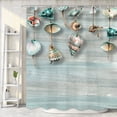 thumbnail image 1 of Nautical Shower Curtain, Rustic Wooden Teal Ocean Beach Vintage Coral Coastal Shower Curtains for Bathroom, Marine Starfish and Seashell Summer Fabric Bathroom Accessories with Hooks, 72X72in, 1 of 5