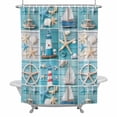 thumbnail image 1 of Nautical Shower Curtain Set with Hooks, Ocean Lighthouse Starfish Shell Ship Waterproof Fabric Bathroom Curtains Decor Home Accessories,Stall 36 X 72 Inch, 1 of 9