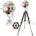 thumbnail image 1 of Nautical Silver Finish Spotlight Searchlight Tripod Floor Lamp Vintage Home Decor, 1 of 1