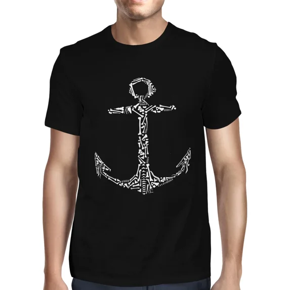 Nautical Skeleton Anchor Vintage Maritime Symbol Graphic Unisex T-Shirt up to size 5XL