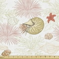 thumbnail image 1 of Nautical Sofa Upholstery Fabric by the Yard, Coral Reef Sea World Jellyfish Squid Starfish Scallop Aquatic Doodle, Decorative Fabric for DIY and Home Accents, Khaki Peach Dark Coral by Ambesonne, 1 of 5