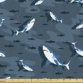 thumbnail image 1 of Nautical Sofa Upholstery Fabric by the Yard, Frock of Frolicking Sharks and Fish Herds Diving Wildlife Exotic Deep Sea Ocean, Decorative Fabric for DIY and Home Accents, Slate Blue by Ambesonne, 1 of 5