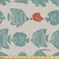 thumbnail image 1 of Ambesonne Nautical Fabric by the Yard Upholstery, Blue and Red Fishes Images, 10 Yards, Multicolor, 1 of 5