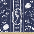 thumbnail image 1 of Nautical Sofa Upholstery Fabric by the Yard, Outline Design Sea Creatures Fishes Dolphins and Seahorse with Sailor Robs, Decorative Fabric for DIY and Home Accents, Indigo and White by Ambesonne, 1 of 5