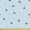 thumbnail image 1 of Ambesonne Nautical Fabric by the Yard Upholstery, Simple Ships in the Ocean, 1 Yard, Pale Blue Cream, 1 of 5