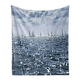 thumbnail image 1 of Nautical Soft Flannel Fleece Blanket, Group of Sailing Boats in the Sea Competition Game Racing Sports Mediterranean Landscape, Cozy Plush for Indoor and Outdoor Use, 50" x 70", Blue, by Ambesonne, 1 of 5