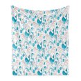 thumbnail image 1 of Nautical Soft Flannel Fleece Blanket, Illustration of Underwater Creatures Depicted in Nursery Pattern Art, Cozy Plush for Indoor and Outdoor Use, 60" x 80", Dark Salmon and Sea Blue, by Ambesonne, 1 of 5