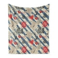 thumbnail image 1 of Nautical Soft Flannel Fleece Blanket, Sea Graphic with Grunge Distressed Diagonal Forms and Stripes Marine Nautical, Cozy Plush for Indoor and Outdoor Use, 50" x 70", Beige Red Blue, by Ambesonne, 1 of 5