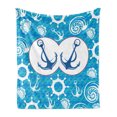 thumbnail image 1 of Nautical Soft Flannel Fleece Blanket, Sea Theme Doodle Nostalgia Sailboat Seaman Adventurous Travels Lifestyle, Cozy Plush for Indoor and Outdoor Use, 60" x 80", Blue Turquoise White, by Ambesonne, 1 of 5