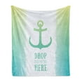 thumbnail image 1 of Nautical Soft Flannel Fleece Throw Blanket, Anchor Illustration Striped 2 Colored Background Stability Print, Cozy Plush for Indoor and Outdoor Use, 50" x 70", Green White, by Ambesonne, 1 of 5