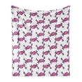 thumbnail image 1 of Nautical Soft Flannel Fleece Throw Blanket, Childish Crabs Doodle Sea Characters in Cartoon Style Nursery Fish Print, Cozy Plush for Indoor and Outdoor Use, 60" x 80", Fuchsia and White, by Ambesonne, 1 of 5