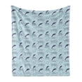 thumbnail image 1 of Nautical Soft Flannel Fleece Throw Blanket, Continuous Waves with Seahorse Starfish and Dolphins, Cozy Plush for Indoor and Outdoor Use, 50" x 70", Baby Blue Pale Blue, by Ambesonne, 1 of 5