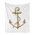 thumbnail image 1 of Nautical Soft Flannel Fleece Throw Blanket, Foil Anchor Image Be Safe and Grounded Voyage Journey Adventure Fisherman, Cozy Plush for Indoor and Outdoor Use, 50" x 60", Yellow and Black, by Ambesonne, 1 of 5