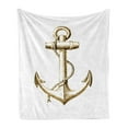 thumbnail image 1 of Nautical Soft Flannel Fleece Throw Blanket, Foil Anchor Image Be Safe and Grounded Voyage Journey Adventure Fisherman, Cozy Plush for Indoor and Outdoor Use, 50" x 70", Yellow and Black, by Ambesonne, 1 of 5