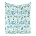 thumbnail image 1 of Nautical Soft Flannel Fleece Throw Blanket, Marine Ocean Shell Starfish Oyster Mollusk Sea Horse Underwater Aquatic Pattern, Cozy Plush for Indoor and Outdoor Use, 70" x 90", Mint Blue, by Ambesonne, 1 of 5