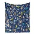 thumbnail image 1 of Nautical Soft Flannel Fleece Throw Blanket, Repetitive Ocean Themed Fish Pattern with Shells and Seaweeds Print, Cozy Plush for Indoor and Outdoor Use, 60" x 80", Dark Violet Multicolor, by Ambesonne, 1 of 5