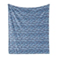 thumbnail image 1 of Nautical Soft Flannel Fleece Throw Blanket, Sailing Pattern with Sea Elements in the Ocean Waves, Cozy Plush for Indoor and Outdoor Use, 50" x 60", Blue White, by Ambesonne, 1 of 5
