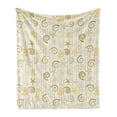 thumbnail image 1 of Nautical Soft Flannel Fleece Throw Blanket, Sea Shells and Starfishes on Background with Vertical Curly Stripes, Cozy Plush for Indoor and Outdoor Use, 50" x 70", Eggshell Khaki Mustard, by Ambesonne, 1 of 5