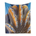 thumbnail image 1 of Nautical Soft Flannel Fleece Throw Blanket, Shells in the Sea Ocean Sci Fi Style Featured Graphic, Cozy Plush for Indoor and Outdoor Use, 70" x 90", Blue and Apricot, by Ambesonne, 1 of 6