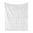 thumbnail image 1 of Nautical Soft Flannel Fleece Throw Blanket, Simplistic Design Continuous Pattern of Maritime of Small Motifs, Cozy Plush for Indoor and Outdoor Use, 70" x 90", Charcoal Grey and White, by Ambesonne, 1 of 5