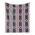 thumbnail image 1 of Nautical Soft Flannel Fleece Throw Blanket, Vertical Borders Stripes Maritime Theme Steering Wheel and Anchor Pattern, Cozy Plush for Indoor and Outdoor Use, 60" x 80", Indigo Red White, by Ambesonne, 1 of 6