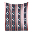 thumbnail image 1 of Nautical Soft Flannel Fleece Throw Blanket, Vertical Borders Stripes Maritime Theme Steering Wheel and Anchor Pattern, Cozy Plush for Indoor and Outdoor Use, 70" x 90", Indigo Red White, by Ambesonne, 1 of 6