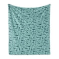 thumbnail image 1 of Nautical Soft Flannel Fleece Throw Blanket, Vintage Marine Style Pattern with Whale Shark Jellyfish Seahorse, Cozy Plush for Indoor and Outdoor Use, 50" x 70", Dark Sky Blue Seafoam, by Ambesonne, 1 of 5
