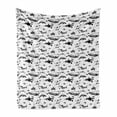 thumbnail image 1 of Nautical Soft Flannel Fleece Throw Blanket, Vintage Monochrome Style Pattern with Whales Exotic Fishes and Turtles, Cozy Plush for Indoor and Outdoor Use, 50" x 70", Charcoal Grey White, by Ambesonne, 1 of 5