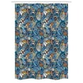 thumbnail image 1 of Nautical Stall Shower Curtain, Abstract Pattern Sea Shells Sea Horse Corals Fish Rob Globe Maps Wavy Ocean, Fabric Bathroom Set with Hooks, 54W X 78L Inches, Blue Multicolor, by Ambesonne, 1 of 1