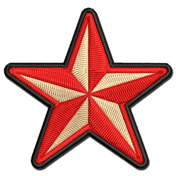 Nautical Star Applique Multi-Color Embroidered Iron-On Patch - 3 Inch Medium