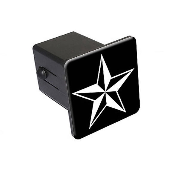 Nautical Star, Black 2" Tow Trailer Hitch Cover Plug Insert