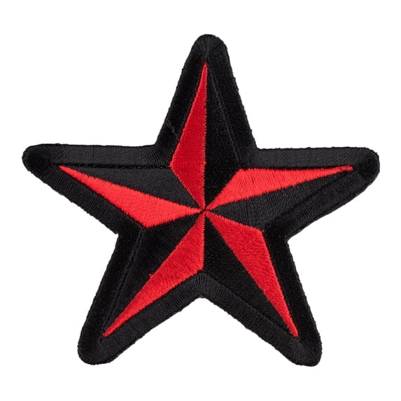 Nautical Star Red & Black Patch, Star Patches