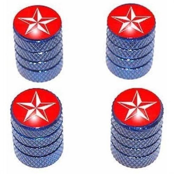 Nautical Star Red Tire Rim Wheel Aluminum Valve Stem Caps, Multiple Colors