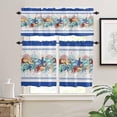thumbnail image 1 of Nautical Starfish Navy Blue 3-Piece Kitchen Curtain Set, Rod Pocket Kitchen Curtain Valance and Tiers Set, Washable Drape Window Treatment Set, Ocean Beach Theme, 1 of 1