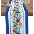 thumbnail image 1 of Nautical Starfish Navy Blue Table Runner Kitchen Dining Table Runners 71 Inches Long, Cotton Linens Washable Table Cloth Dresser Scarves for Party Holiday, 13" Wide Ocean Beach Theme Tablerunners, 1 of 6