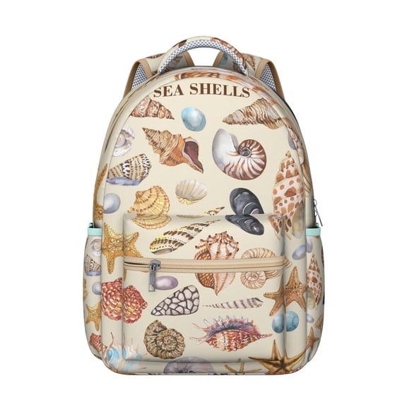 Nautical Starfish and Seashell Backpack for Student Durable Waterproof School Bag with Tropical Sea Life Print, Breathable Foam Padding, Adjustable Straps for School and Daily Use