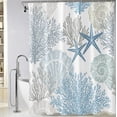 thumbnail image 1 of Nautical Starfish Seashell Coral Shower Curtain, Ocean Themed Shower Curtains for Bathroom, Waterproof Fabric Coastal Shower Curtain with 12 Hooks, 72 x 72 Inch, 1 of 6