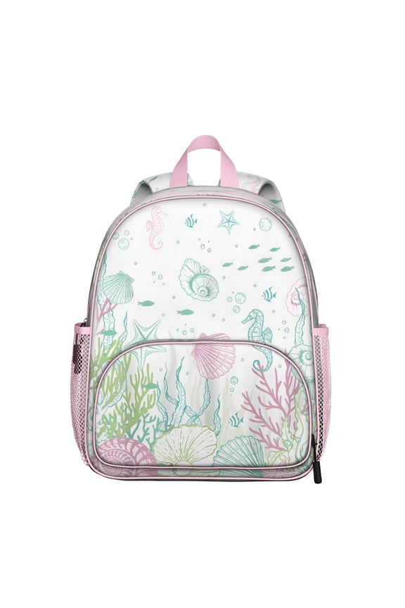 Nautical Starfish and Seashell Student Backpack - Lightweight Multifunctional School Bag with Tropical Marine Life Design, Perfect for Outdoor and Daily Use