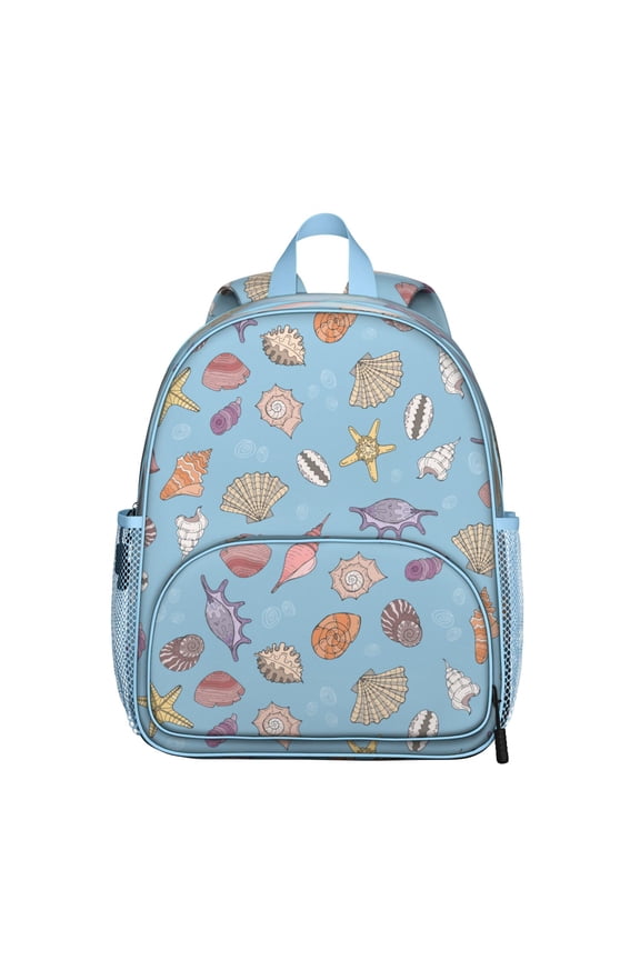 Nautical Starfish and Seashell Student Backpack - Lightweight Multifunctional School Bag with Tropical Marine Life Design, Perfect for Outdoor and Daily Use