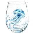 thumbnail image 1 of Nautical Stemless Wine Glass Watercolor Sea Life Design Clear Drinking Tumbler Beach Style Glass Cup for Water Wine Cocktail Ocean Decor, 1 of 7