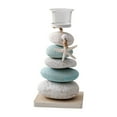 thumbnail image 1 of Nautical Stone Candle Holder Coastal Beach Pillar Sea Star Tealight Candle Holder Mediterranean Style Candlestick Light Stand Bowl for Tabletop Centerpiece Blue White, 1 of 6