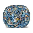 thumbnail image 1 of Nautical Storage Toy Bag Chair, Abstract Pattern Sea Shells Sea Horse Corals Fish Rob Globe Maps Wavy Ocean, Stuffed Animal Organizer Washable Bag, Large Size, Blue Multicolor, by Ambesonne, 1 of 3